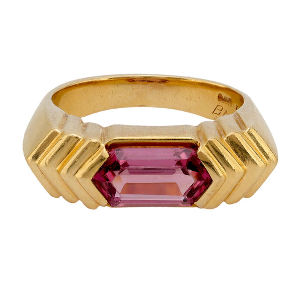 Bvlgari pink tourmaline 18k yellow gold ring Bvlgari