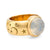 Retro moonstone engraved with the face of the moon 18k yellow gold ring Jack Weir & Sons