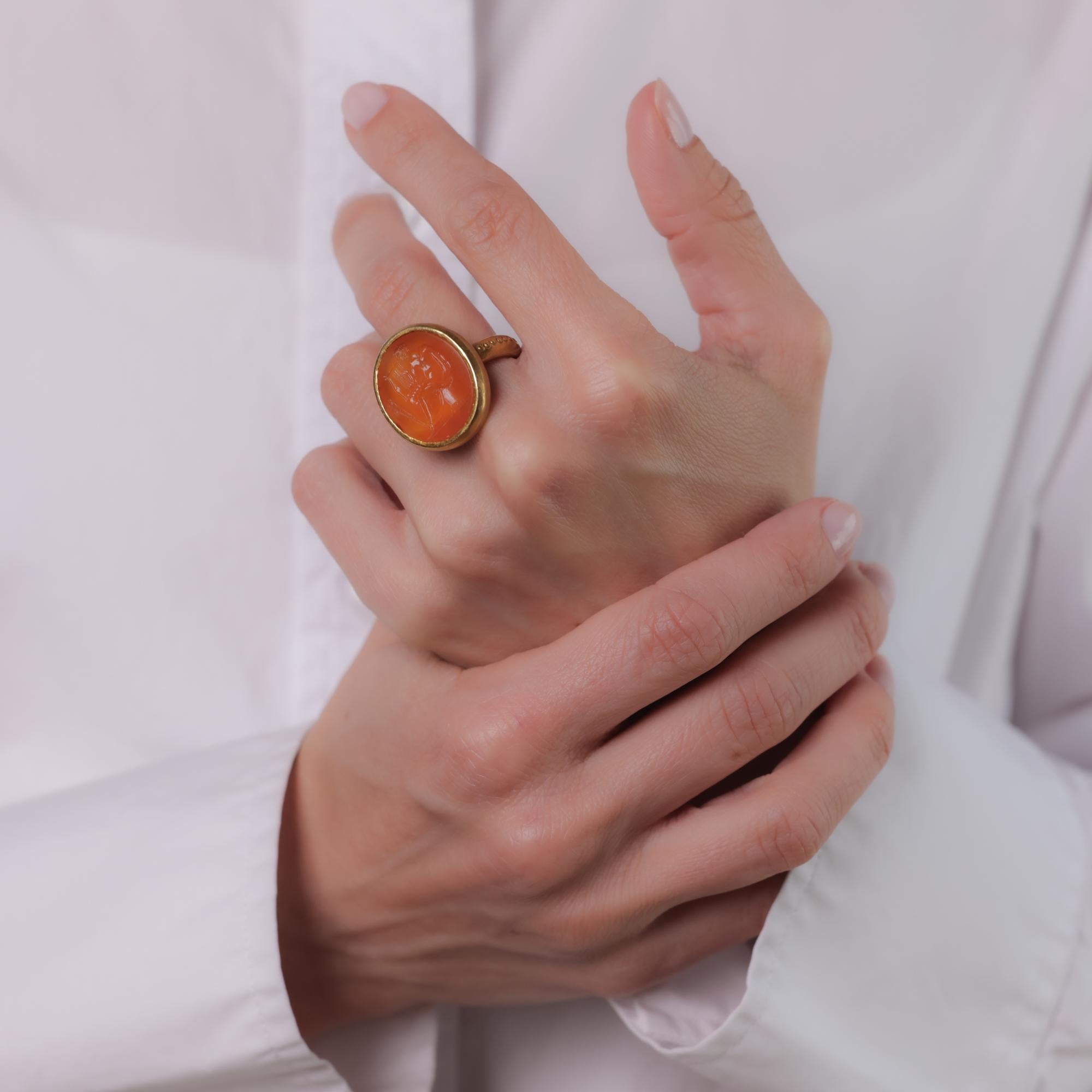 Barry Kieselstein-Cord carnelian 18k yellow gold "Apollo" intaglio ring Barry Kieselstein-Cord