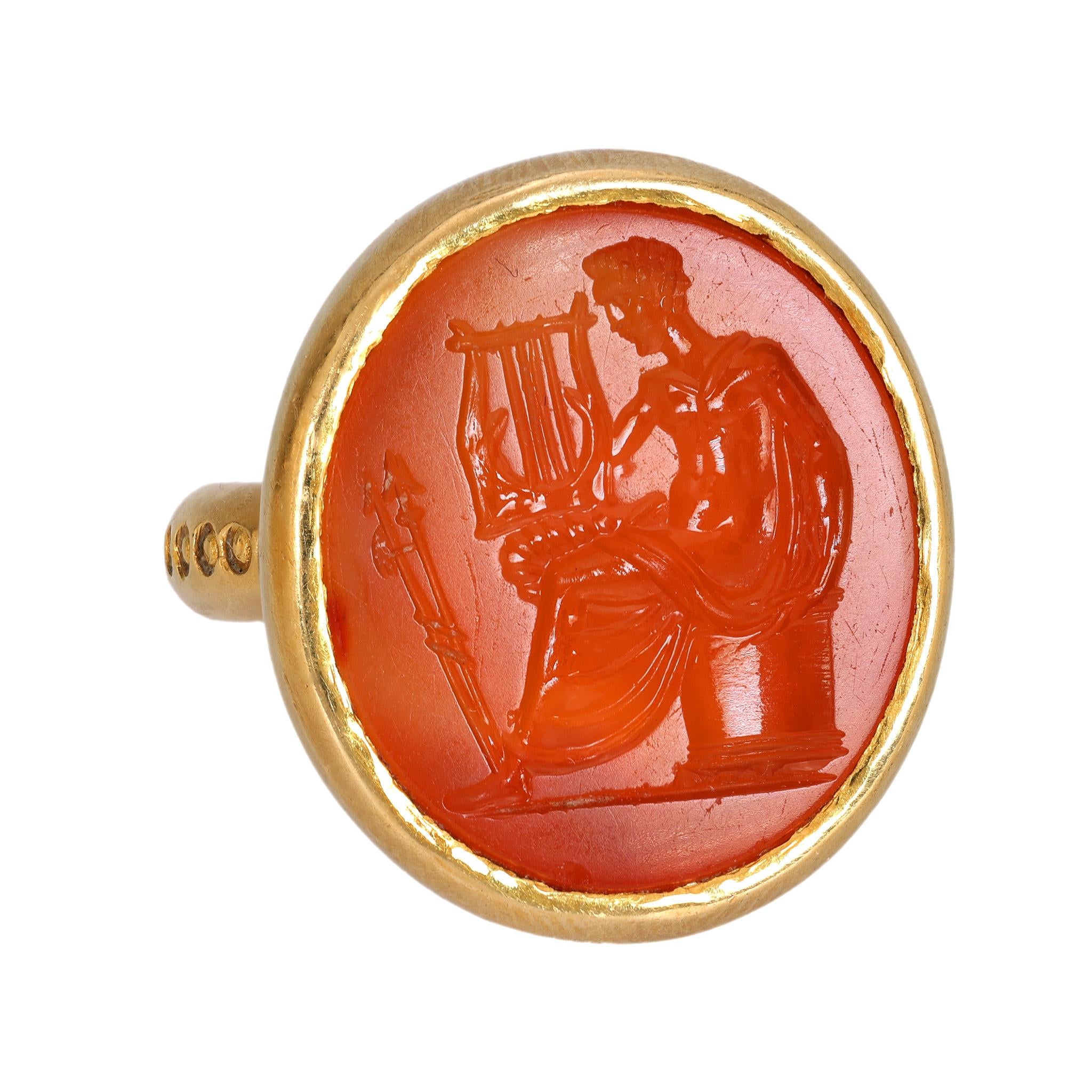 Barry Kieselstein-Cord carnelian 18k yellow gold "Apollo" intaglio ring Barry Kieselstein-Cord