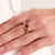 Victorian Burma no heat ruby diamond 18k rose gold three stone ring Jack Weir & Sons