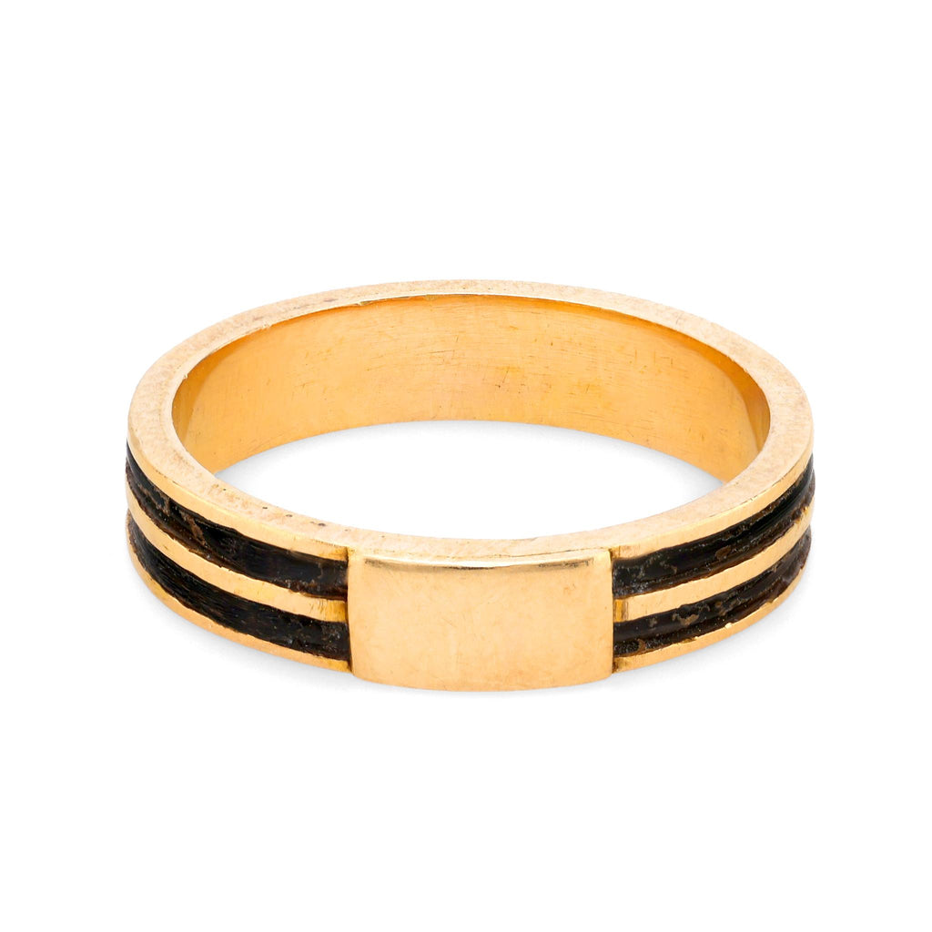 Mid Century 18k yellow gold enamel stripe band Jack Weir & Sons