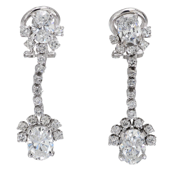 GIA 4.50 carat total weight diamond platinum drop earrings Jack Weir & Sons