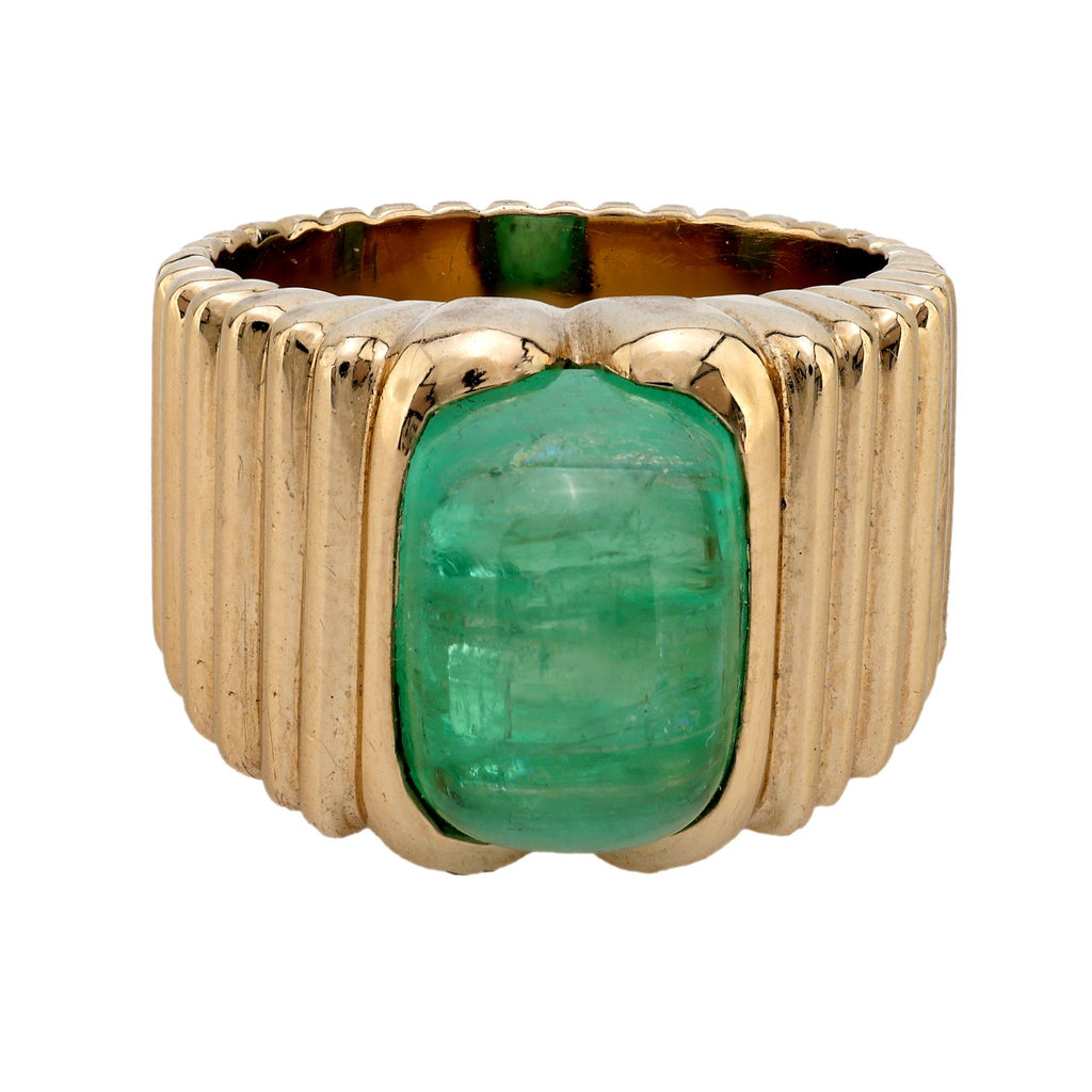 Boucheron Paris 4.40 carat cabochon emerald 18k yellow gold band Boucheron