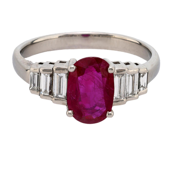 Vintage GIA 2.03 carat Burma ruby diamond platinum ring Jack Weir & Sons