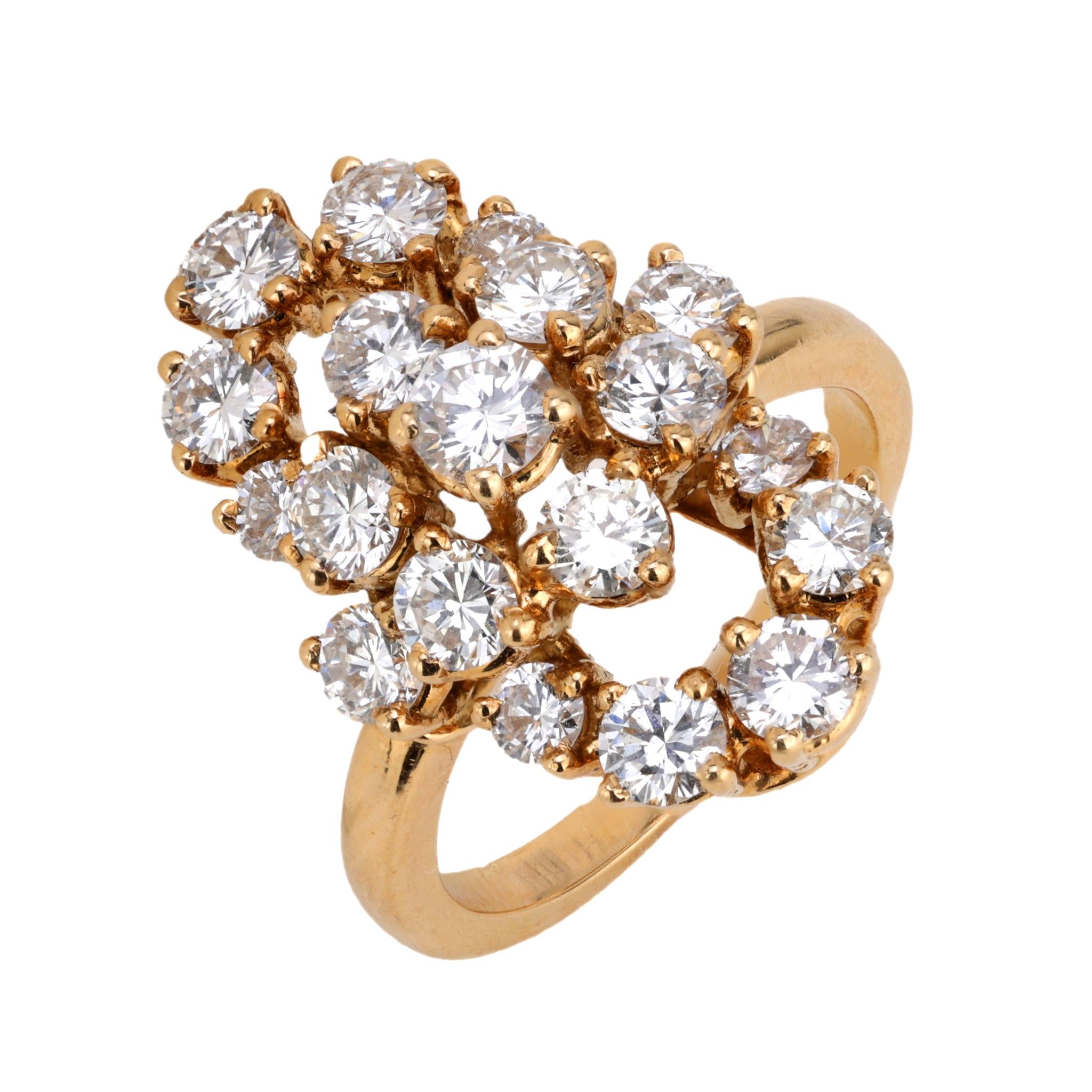 Boucheron 2.10 carat total weight diamond 18k yellow gold ring