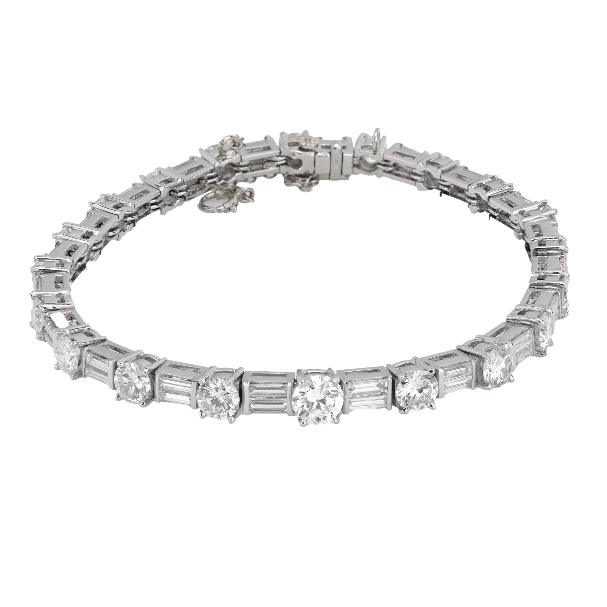 Vintage 6.10 carat total weight diamond platinum tennis bracelet