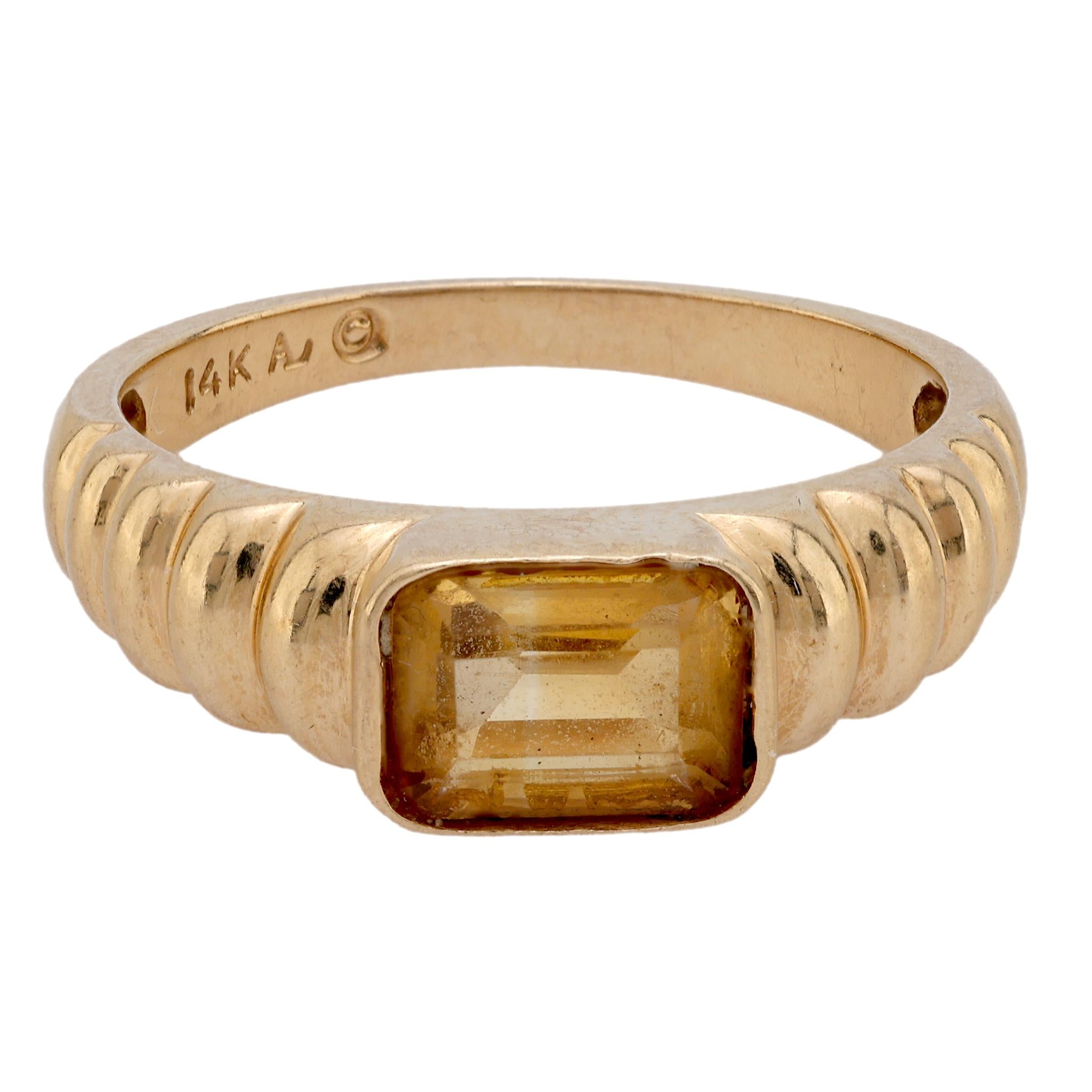 Vintage citrine 14k yellow gold band Jack Weir & Sons