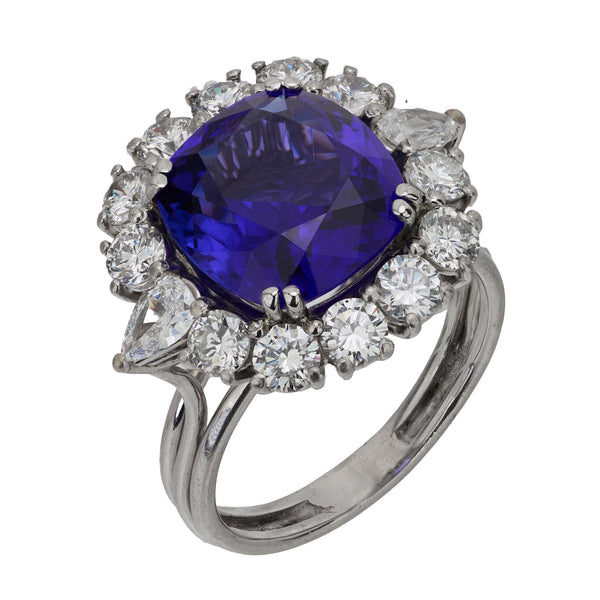 Vintage 6.66 carat tanzanite diamond platinum cocktail ring Jack Weir & Sons