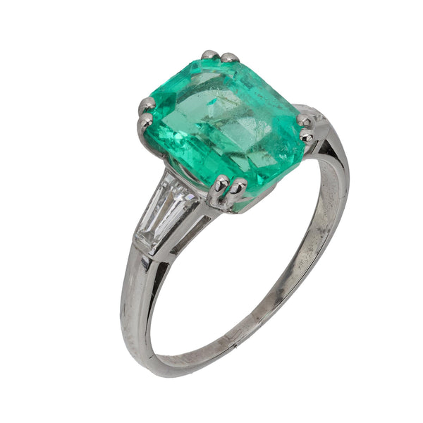 Vintage GIA 3 carat Colombian emerald diamond platinum ring Jack Weir & Sons