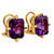 Vintage emerald cut amethyst 18k yellow gold earrings