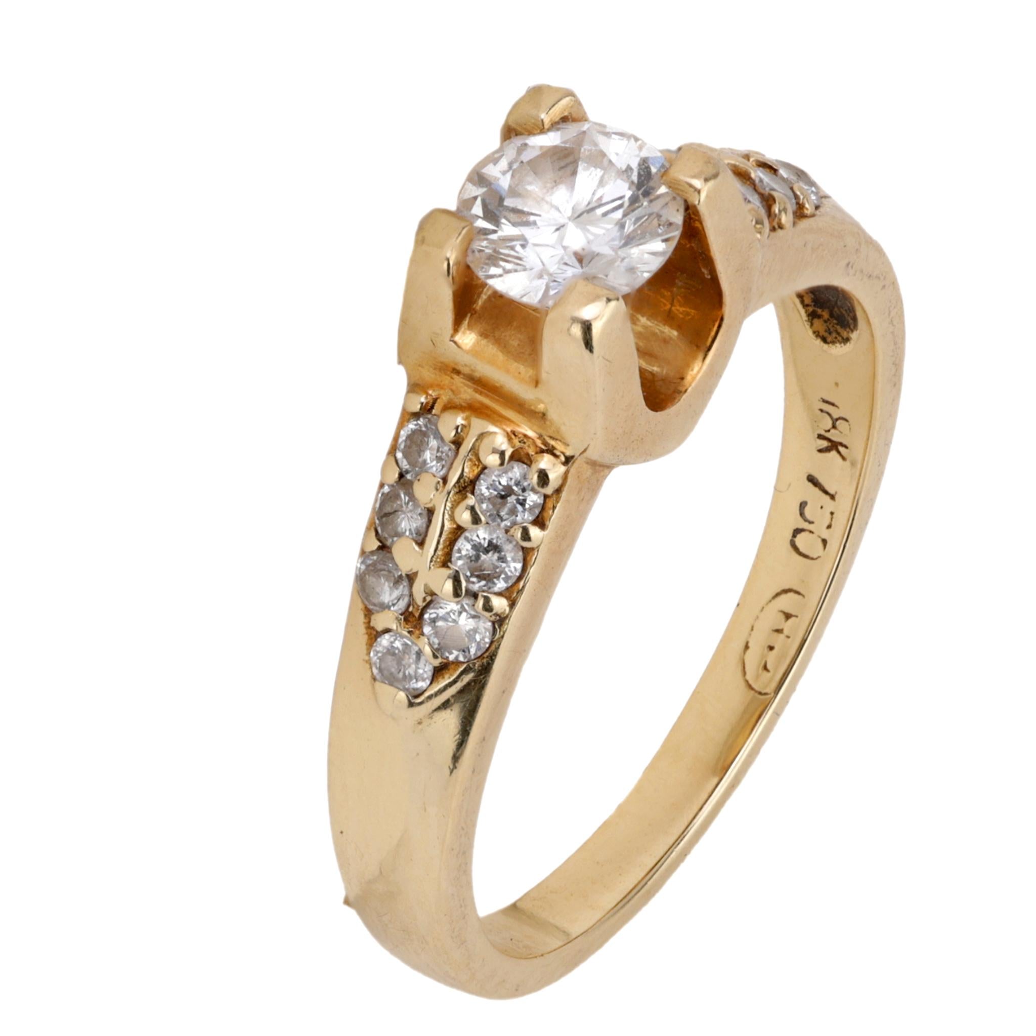 Vintage diamond 18k yellow gold engagement ring