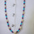 34" Italian mother of pearl amethyst turquoise 18k yellow gold bead necklace