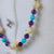 34" Italian mother of pearl amethyst turquoise 18k yellow gold bead necklace