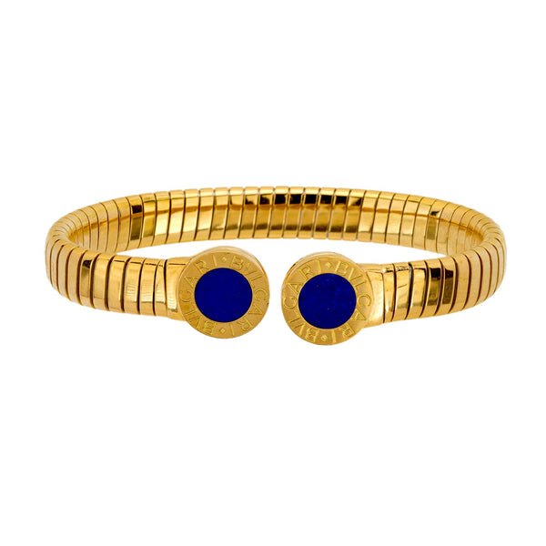 Vintage Bvlgari lapis 18k yellow gold tubogas cuff Bvlgari