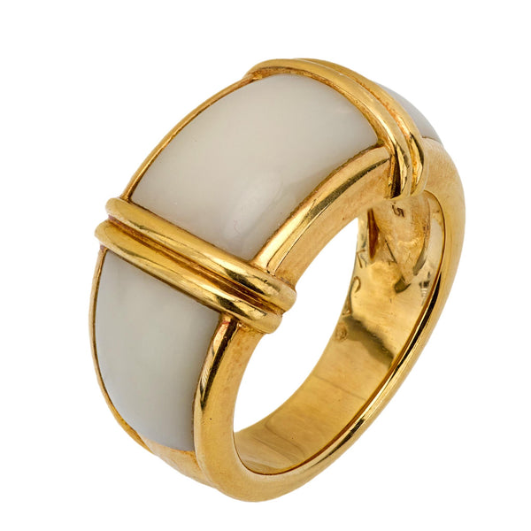 Van Cleef French white coral 18k yellow gold band Van Cleef & Arpels