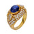 Vintage 2.90 carats cabochon cut sapphire diamond 18k yellow gold cocktail ring Jack Weir & Sons