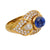 Vintage 2.90 carats cabochon cut sapphire diamond 18k yellow gold cocktail ring Jack Weir & Sons