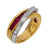 Vintage ruby diamond 18k yellow gold and platinum double crossover ring Jack Weir & Sons