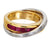 Vintage ruby diamond 18k yellow gold and platinum double crossover ring Jack Weir & Sons