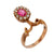 Victorian pink stone diamond 14k rose gold tiara ring