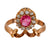 Victorian pink stone diamond 14k rose gold tiara ring