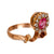 Victorian pink stone diamond 14k rose gold tiara ring