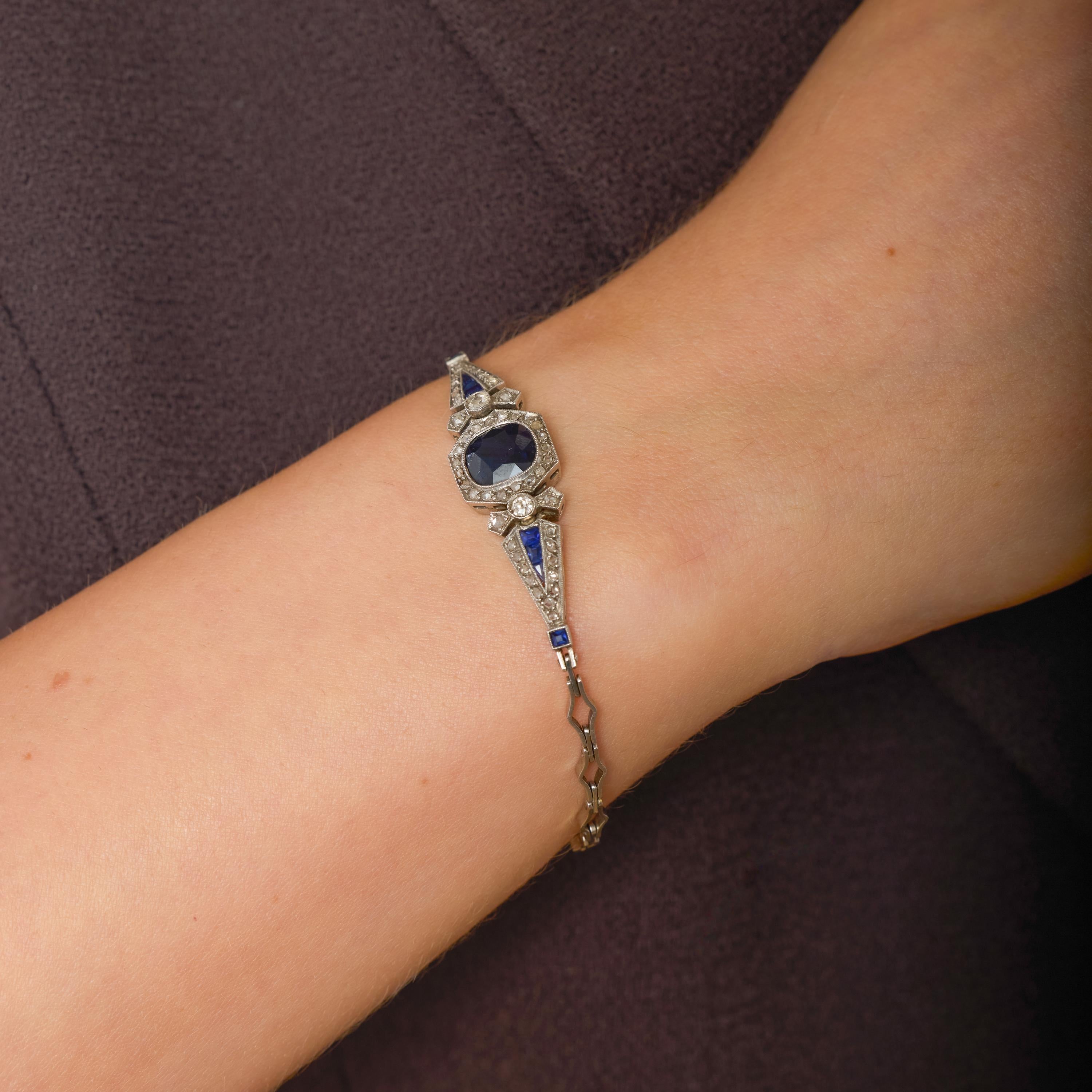 French Belle Epoque GIA 2.90 carat no heat sapphire diamond 18k