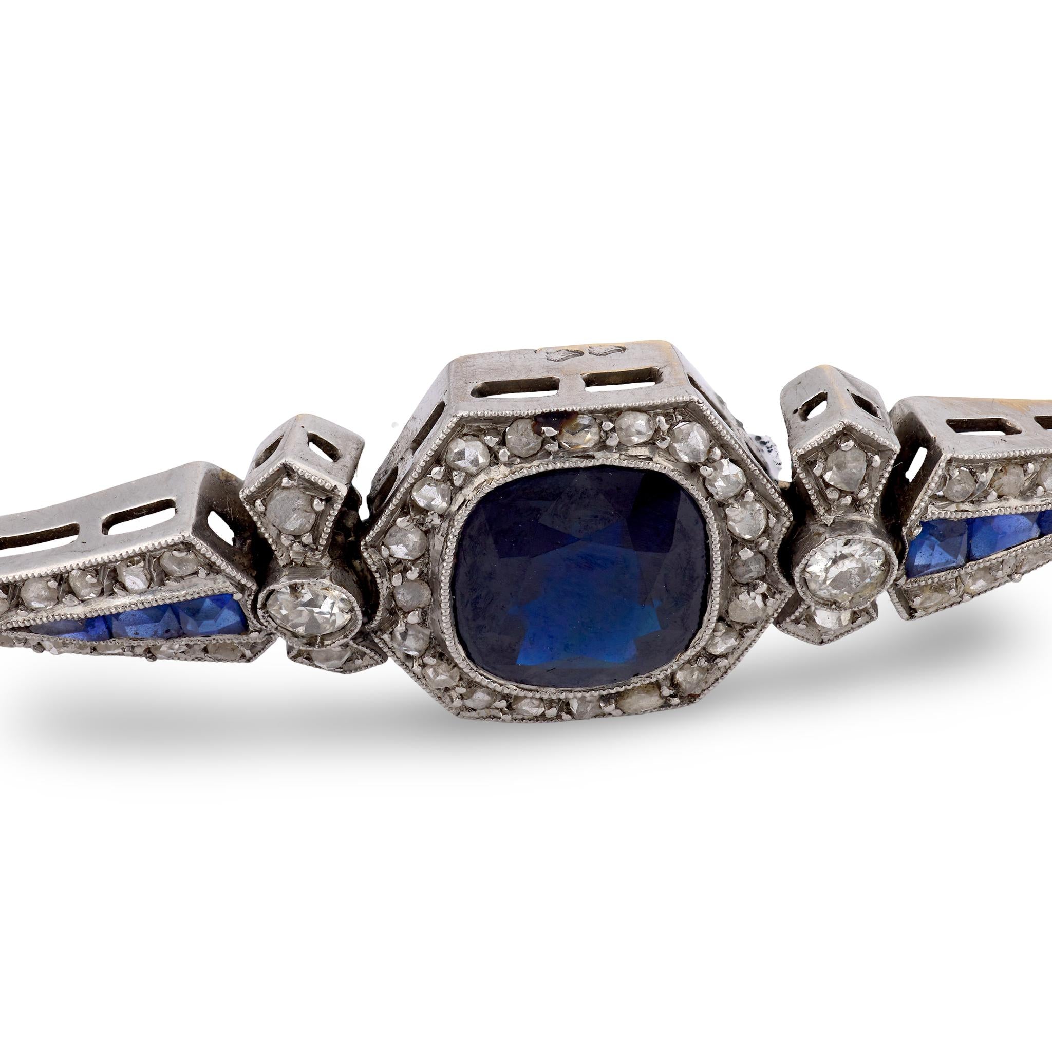 French Belle Epoque GIA 2.90 carat no heat sapphire diamond 18k