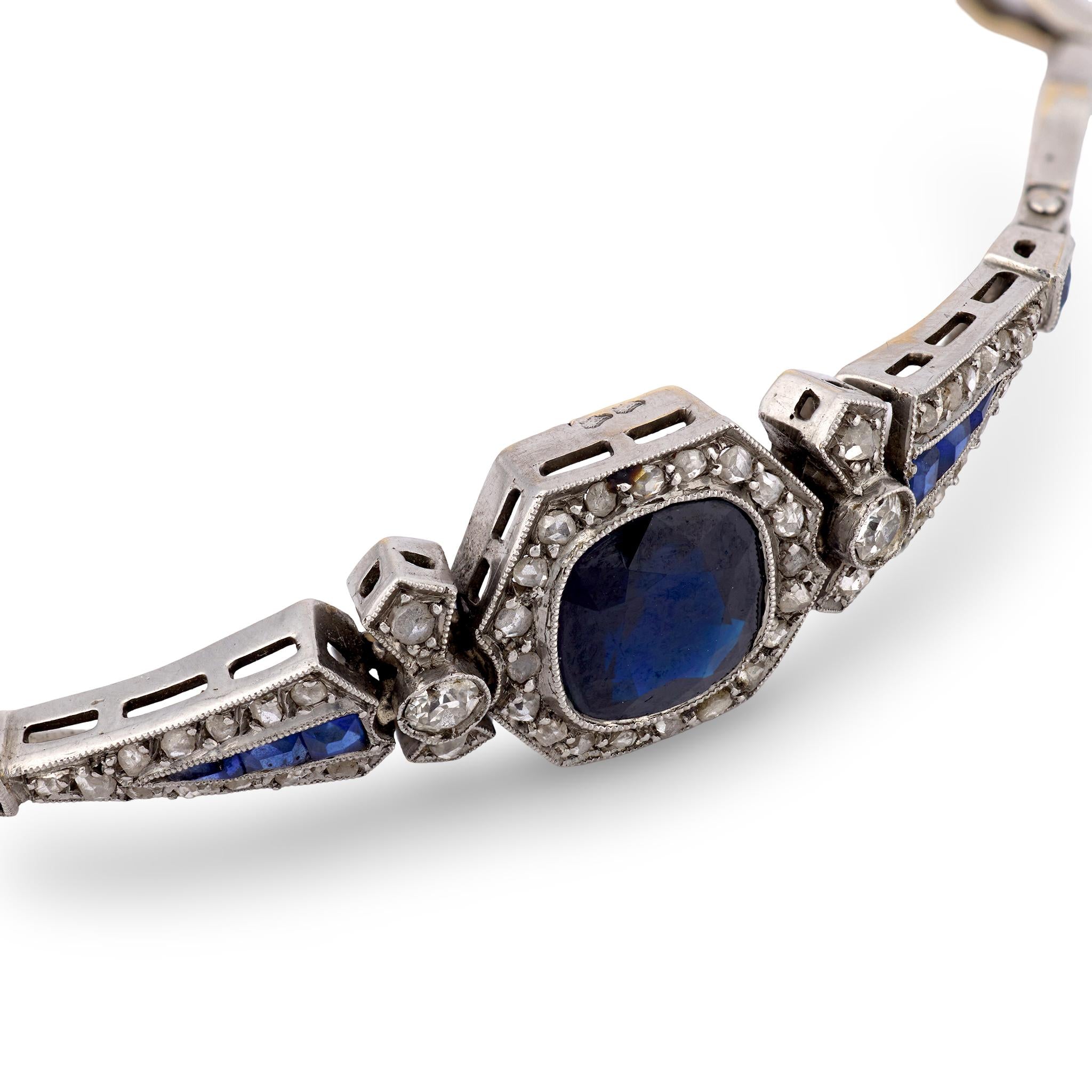 French Belle Epoque GIA 2.90 carat no heat sapphire diamond 18k