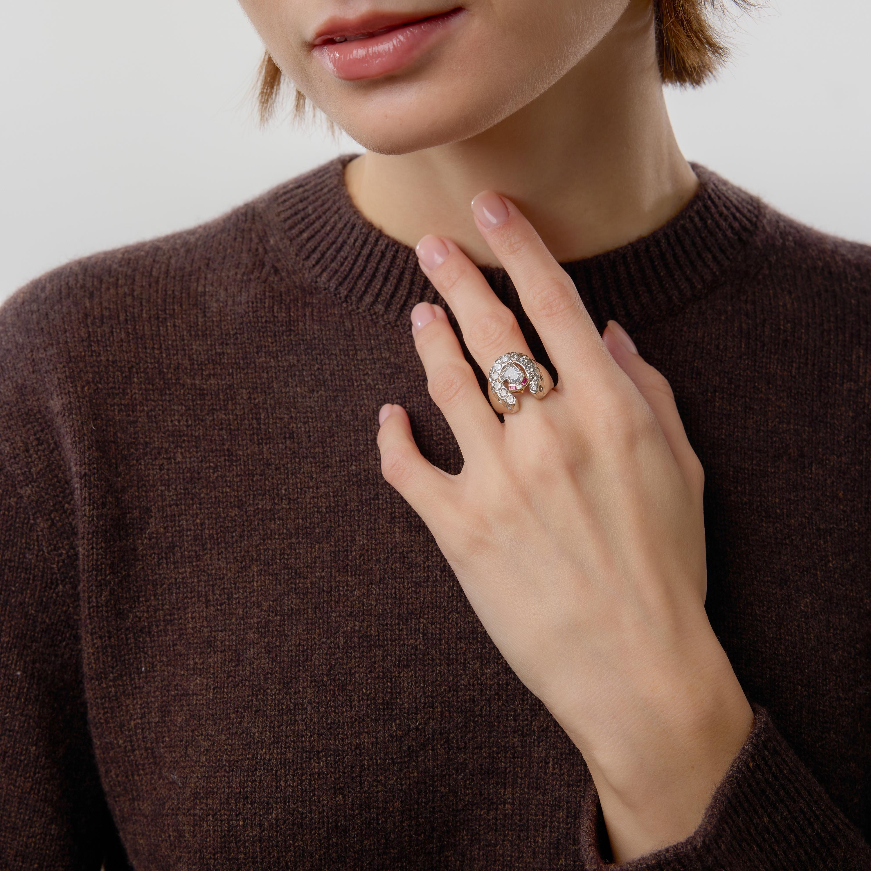 Vintage horse head cut diamond ruby horseshoe ring – Jack Weir & Sons