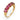 Vintage carré cut pink tourmaline 14K yellow gold 5 stone ring