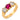 Mid Century synthetic ruby diamond 18k yellow gold three stone ring Rings Jack Weir & Sons