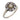 French Art Deco pearl diamond 18k white gold ring