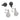 Italian pavé black and white diamond 18k white gold interchangeable earrings