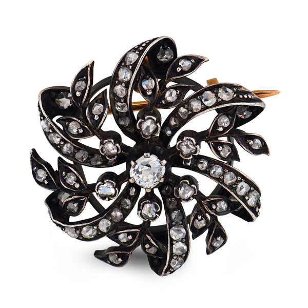 French Victorian diamond 18k yellow gold silver brooch – Jack Weir