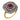 Mid Century GIA no heat ruby diamond yellow gold platinum double cluster ring