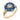 Retro diamond blue enamel 18k rose gold ring