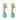 Mid Century turquoise diamond 18k yellow gold platinum drop earrings