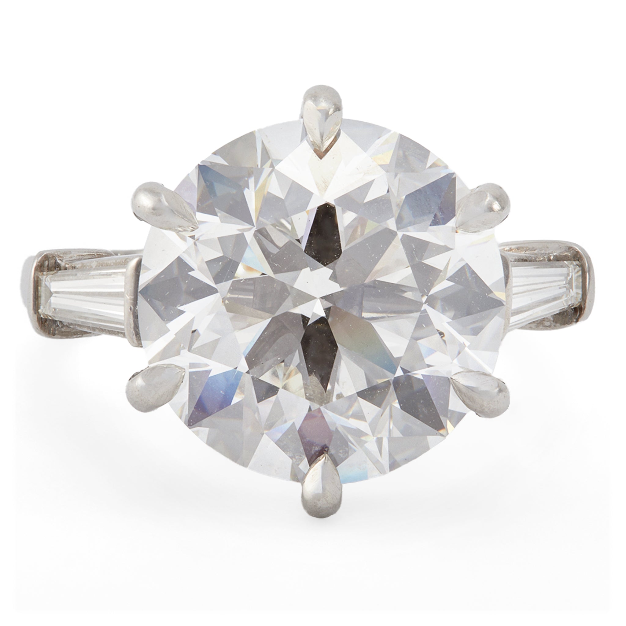 Bague en platine diamant rond taille brillant GIA du milieu du siècle 9,01 carats