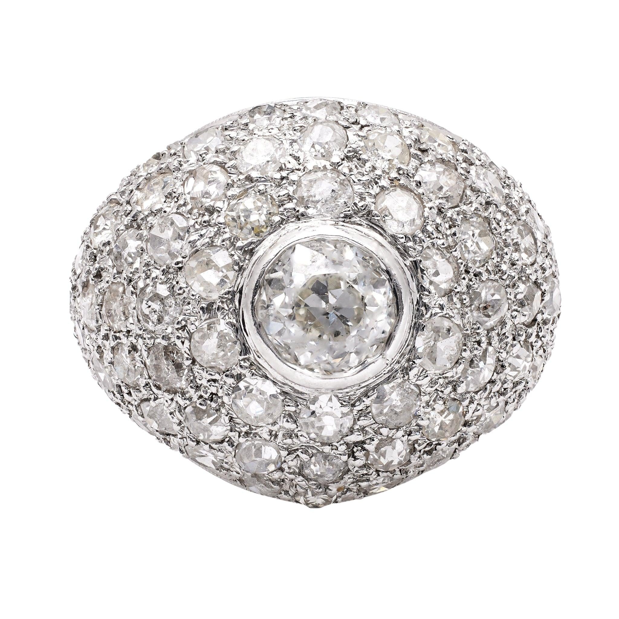 Art Deco Diamond Platinum Dome Ring  Jack Weir & Sons   