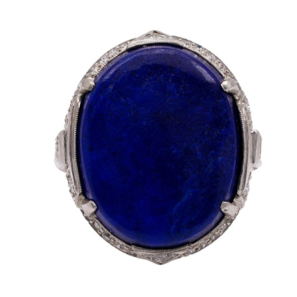 Art Deco Lapis Lazuli and Diamond Platinum Ring Rings Jack Weir & Sons   