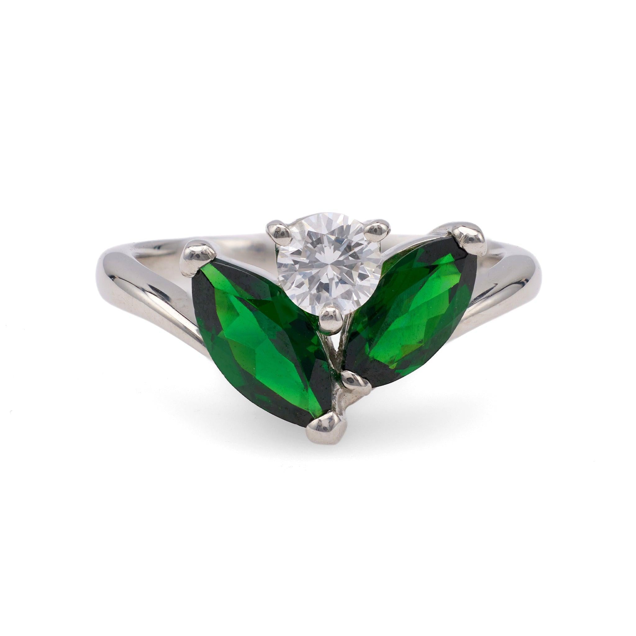 Diamond Tsavorite Garnet Platinum Ring Rings Jack Weir & Sons   