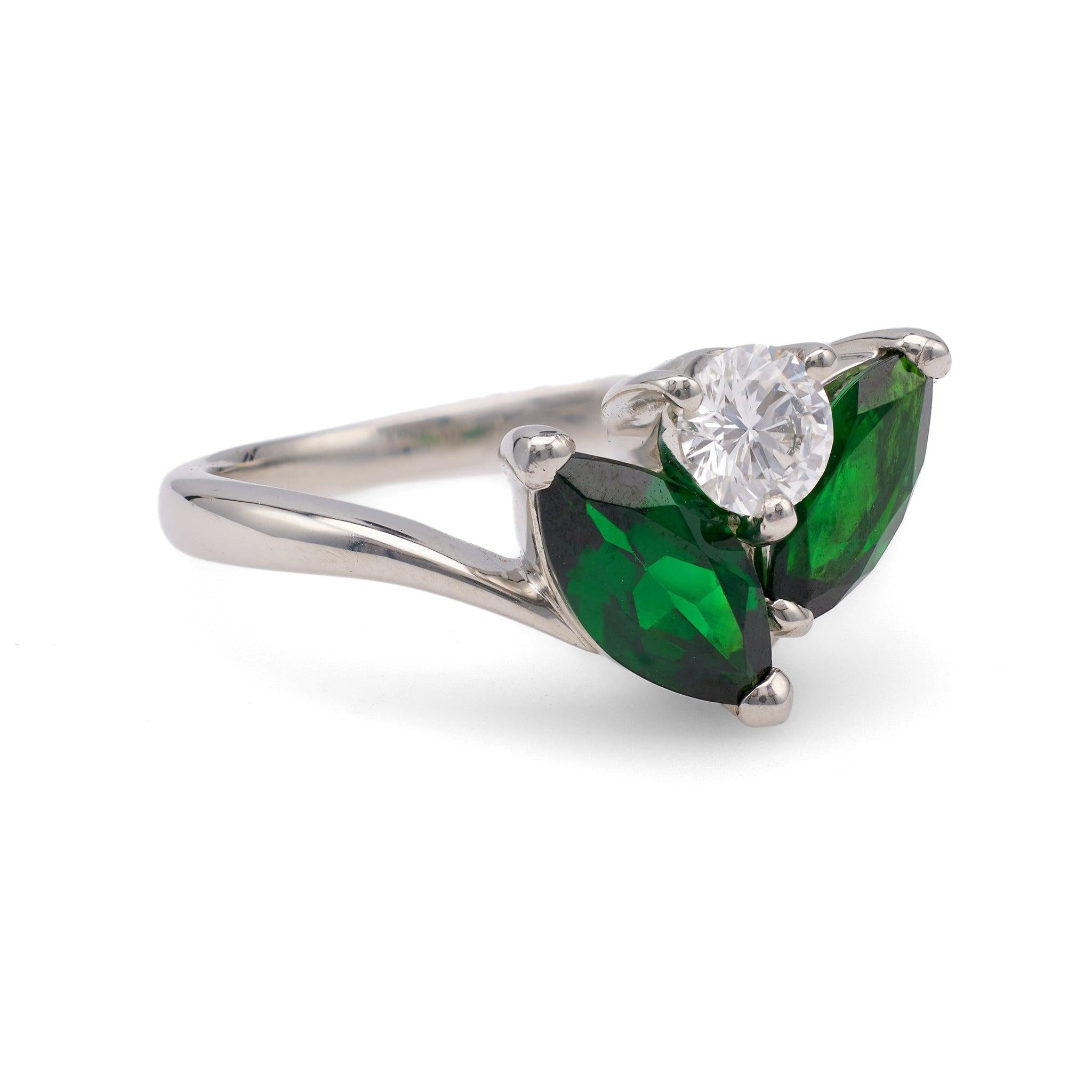 Diamond Tsavorite Garnet Platinum Ring Rings Jack Weir & Sons   