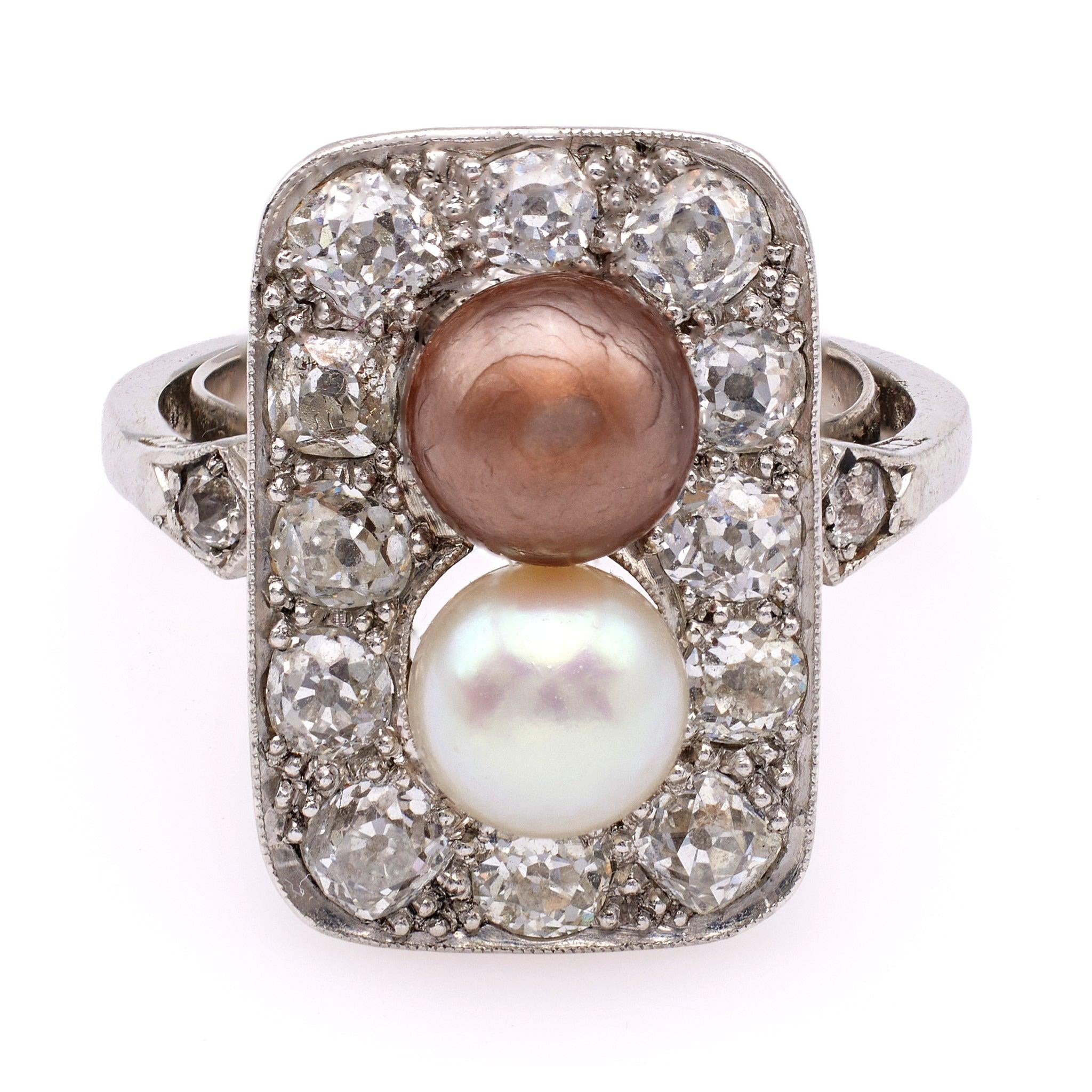 Edwardian Pearl and Diamond Platinum Ring.  Jack Weir & Sons   