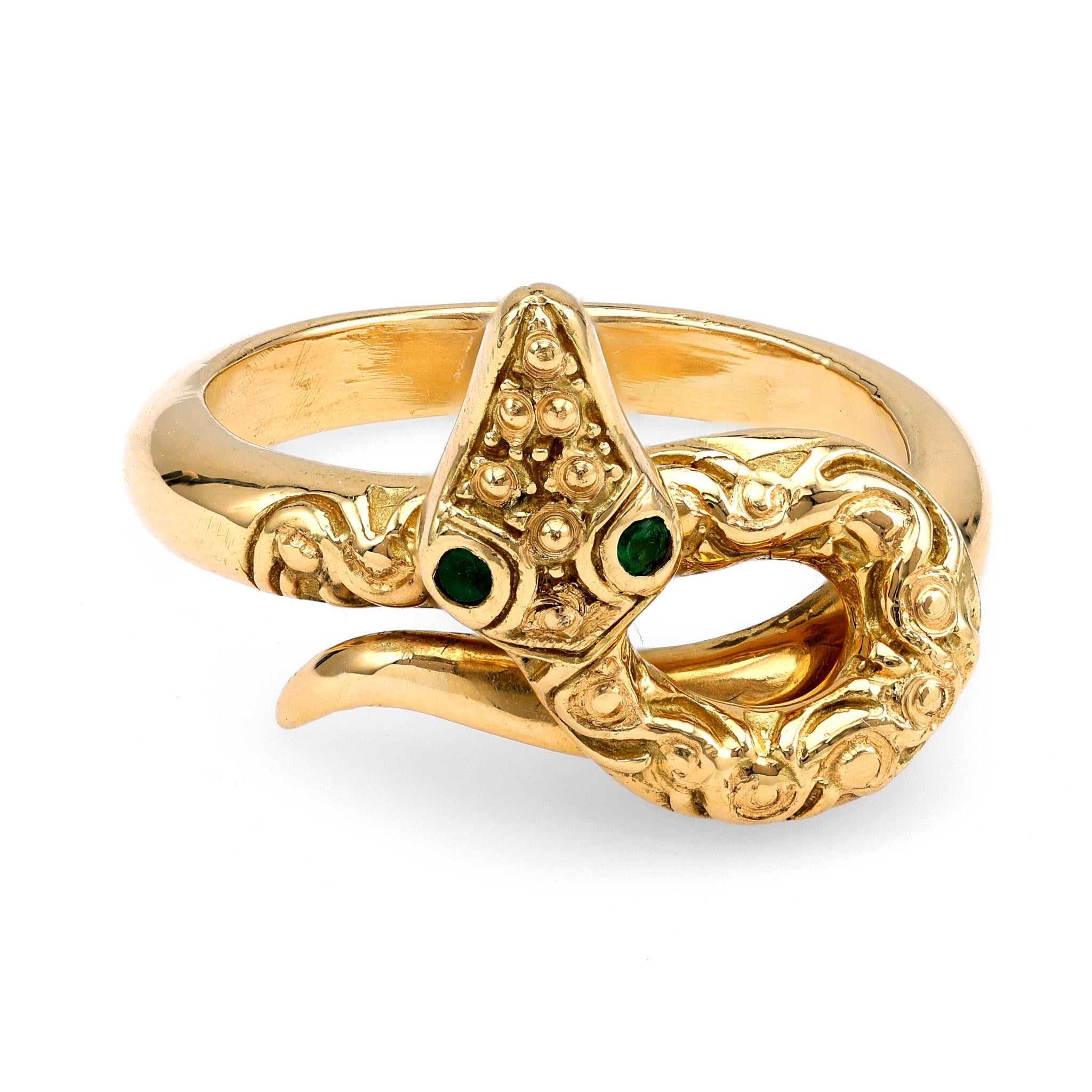 Victorian-Inspired Emerald Eyes Snake Ring Rings Jack Weir & Sons   