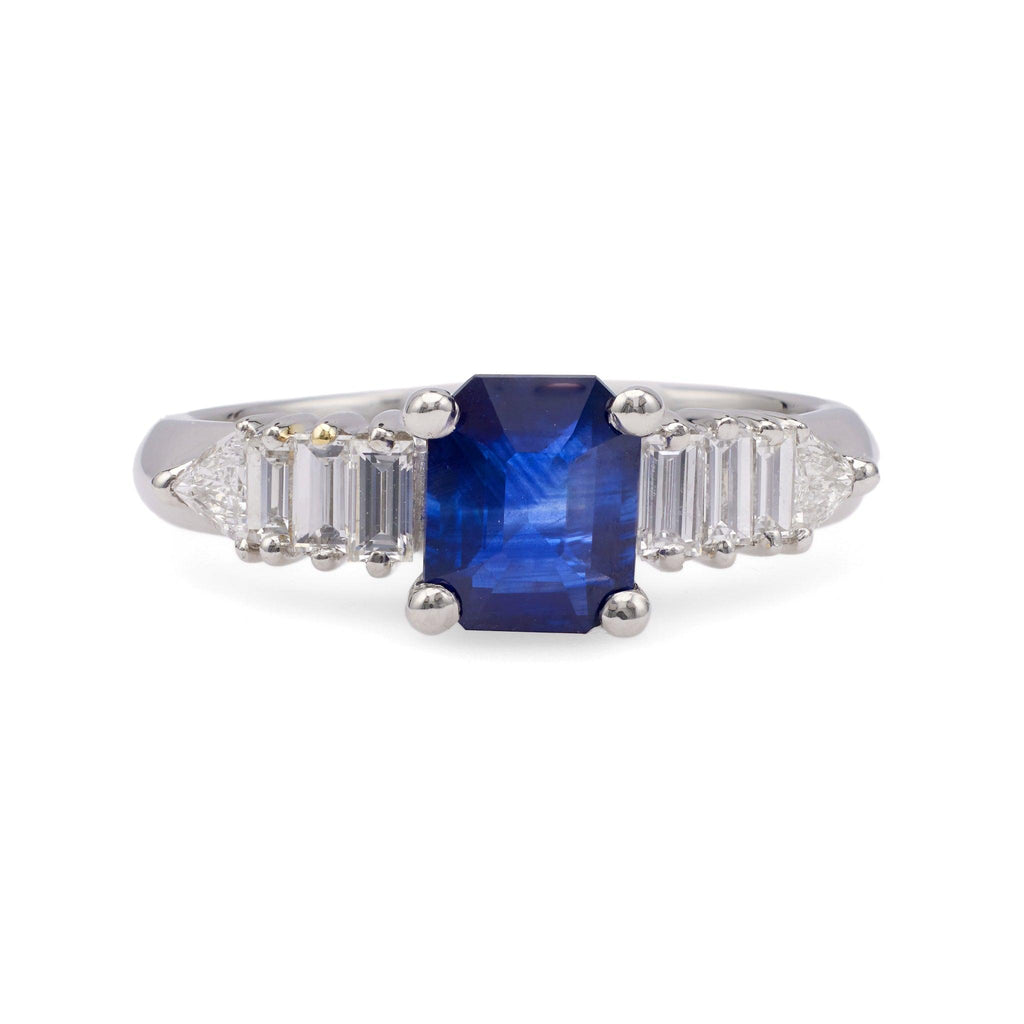 GIA 0.97 Carat Ceylon Sapphire Diamond Platinum Ring Rings Jack Weir & Sons   