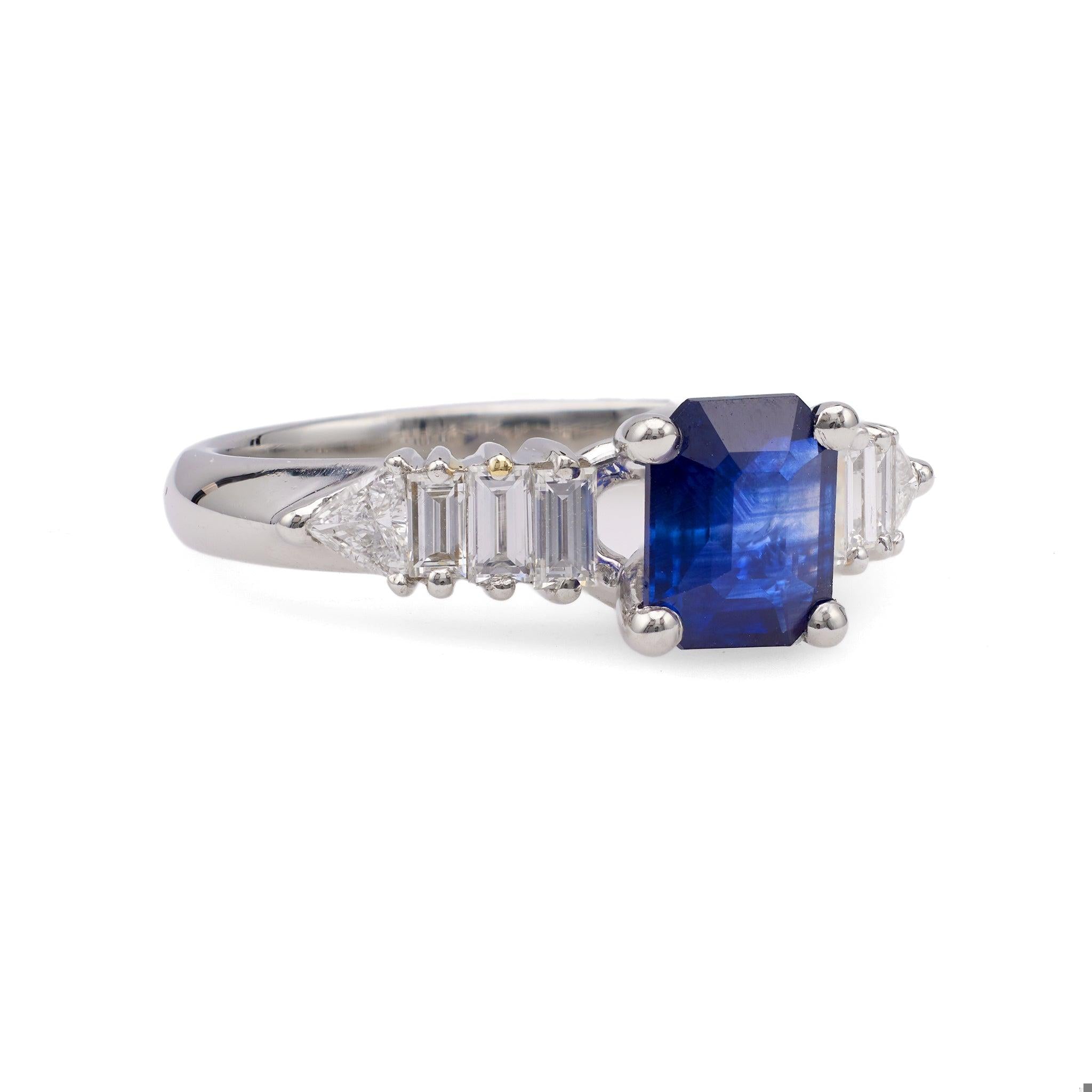 GIA 0.97 Carat Ceylon Sapphire Diamond Platinum Ring Rings Jack Weir & Sons   