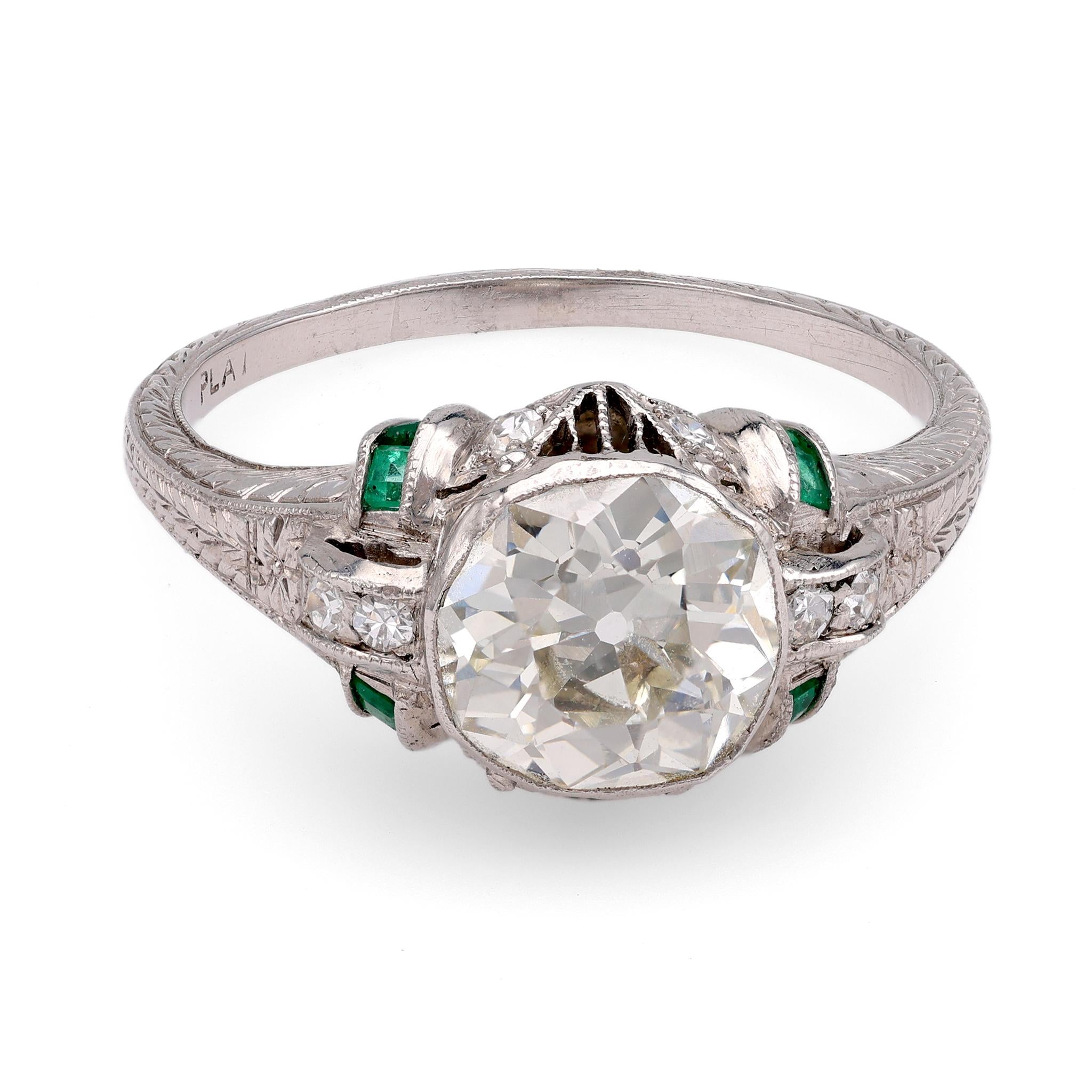 Edwardian Platinum and Emerald Ring  Jack Weir & Sons   