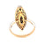 Antique Diamond Sapphire 18 Karat Yellow Gold Platinum Navette Ring